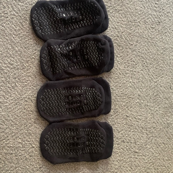 NWOT Pointe Studio Black Solid & Retro Striped Pilates Grip Sock S/M Set of 2 - Picture 6 of 9